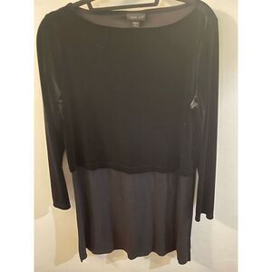 J. Jill Women's Petite Black Velvet Tunic Blouse Long Sleeve Casual